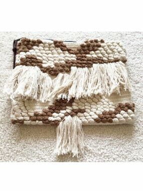 Boho Hippie Festival Fringe Clutch Handbag Hipster Grunge Brown Stitch Western